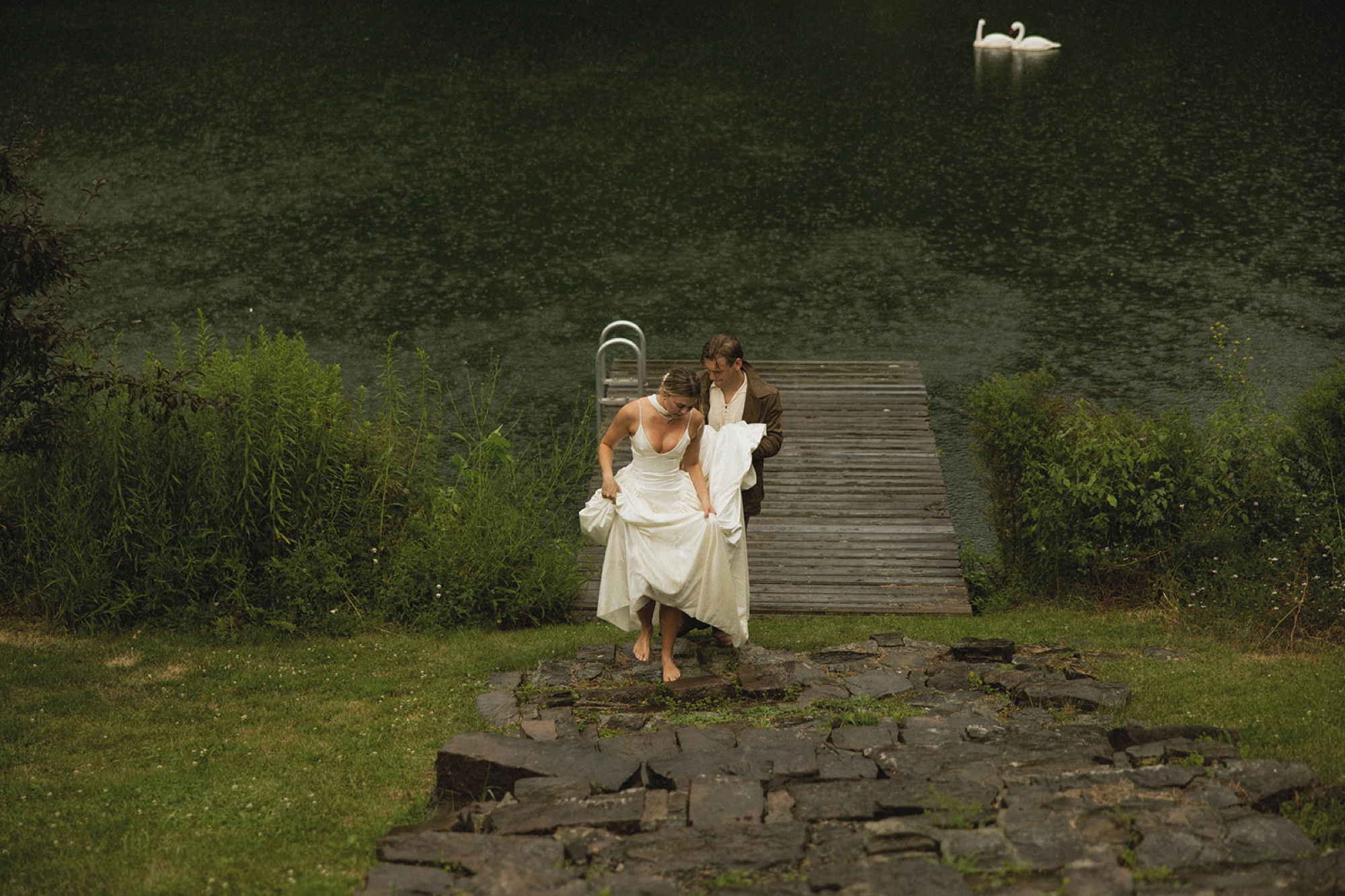 lakeside elopement; pond elopement; windrift hall wedding